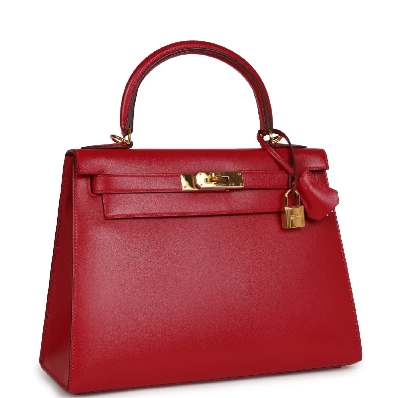 Top Quality Hermes Kelly Sellier 28 Rouge Vif Tadelakt Gold Hardware