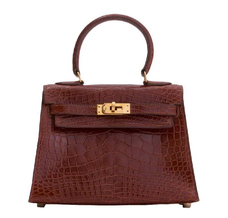 Hermès Mini Kelly Miel Crocodile Bag Palladium Hardware