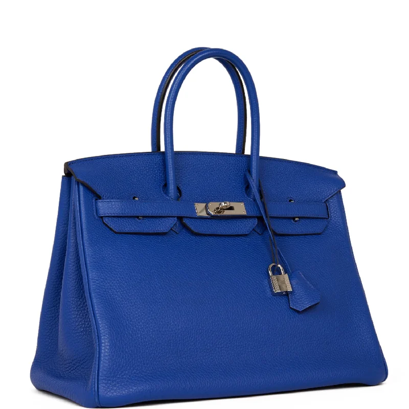 Top Quality Hermes Birkin 35 Bleu Electric Togo Palladium Hardware