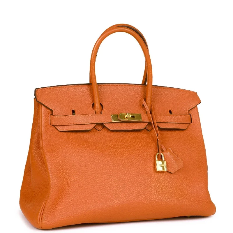 Top Quality Hermes Birkin 35 Orange H Togo Gold Hardware