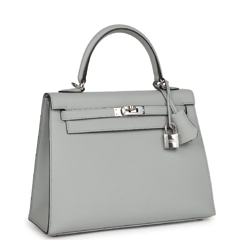 Hermes Kelly Sellier 25 Bleu Glacier Epsom Palladium Hardware