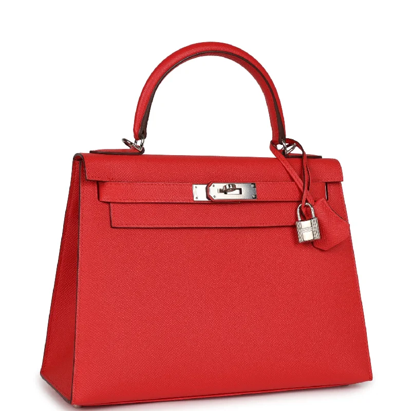 Top Quality Hermes Kelly Sellier 28 Rouge Tomate Epsom Palladium Hardware